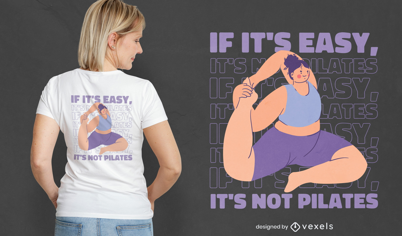 Design engraçado de t-shirt com citação de pilates