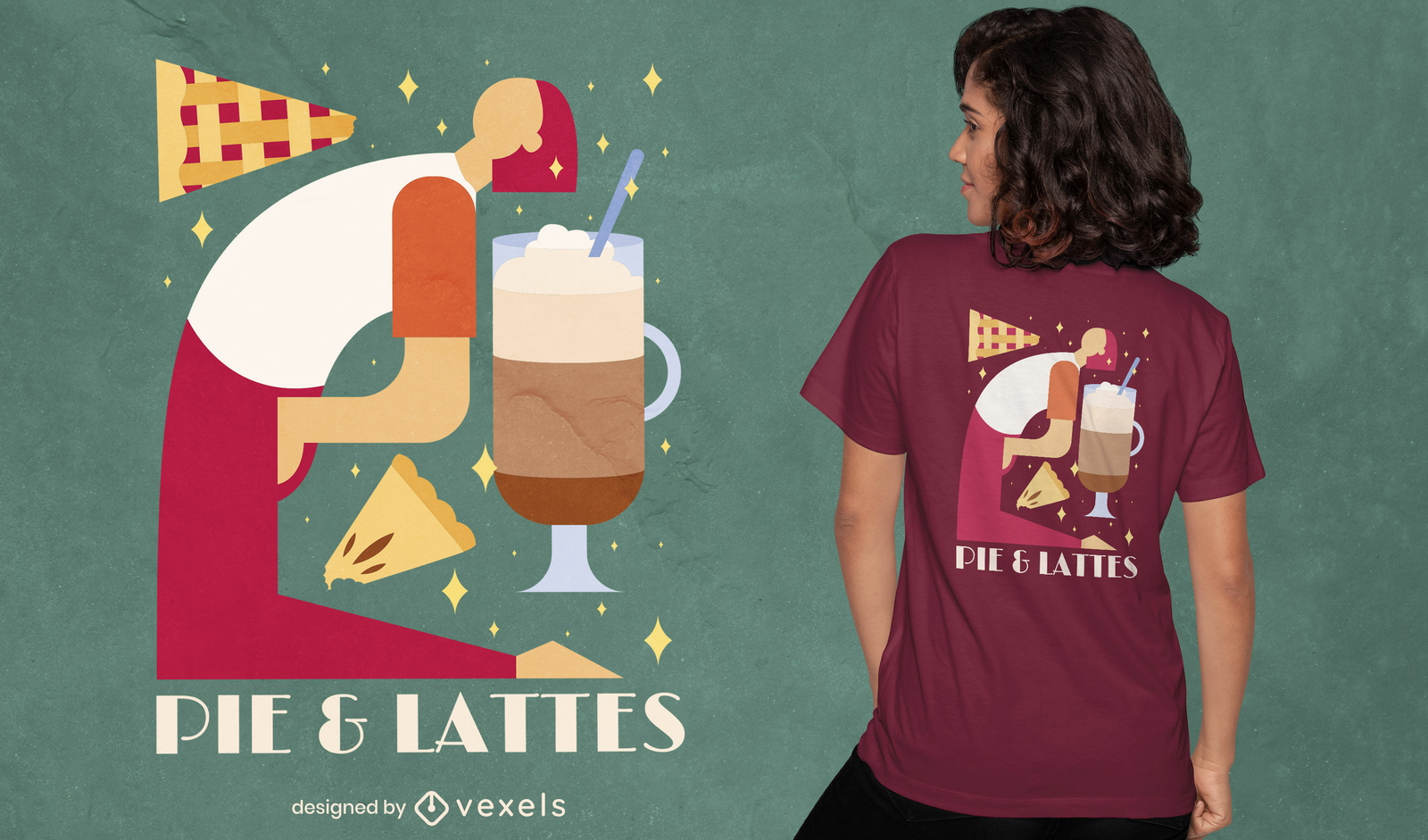 Diseño divertido de la camiseta de pie & lattes pilates