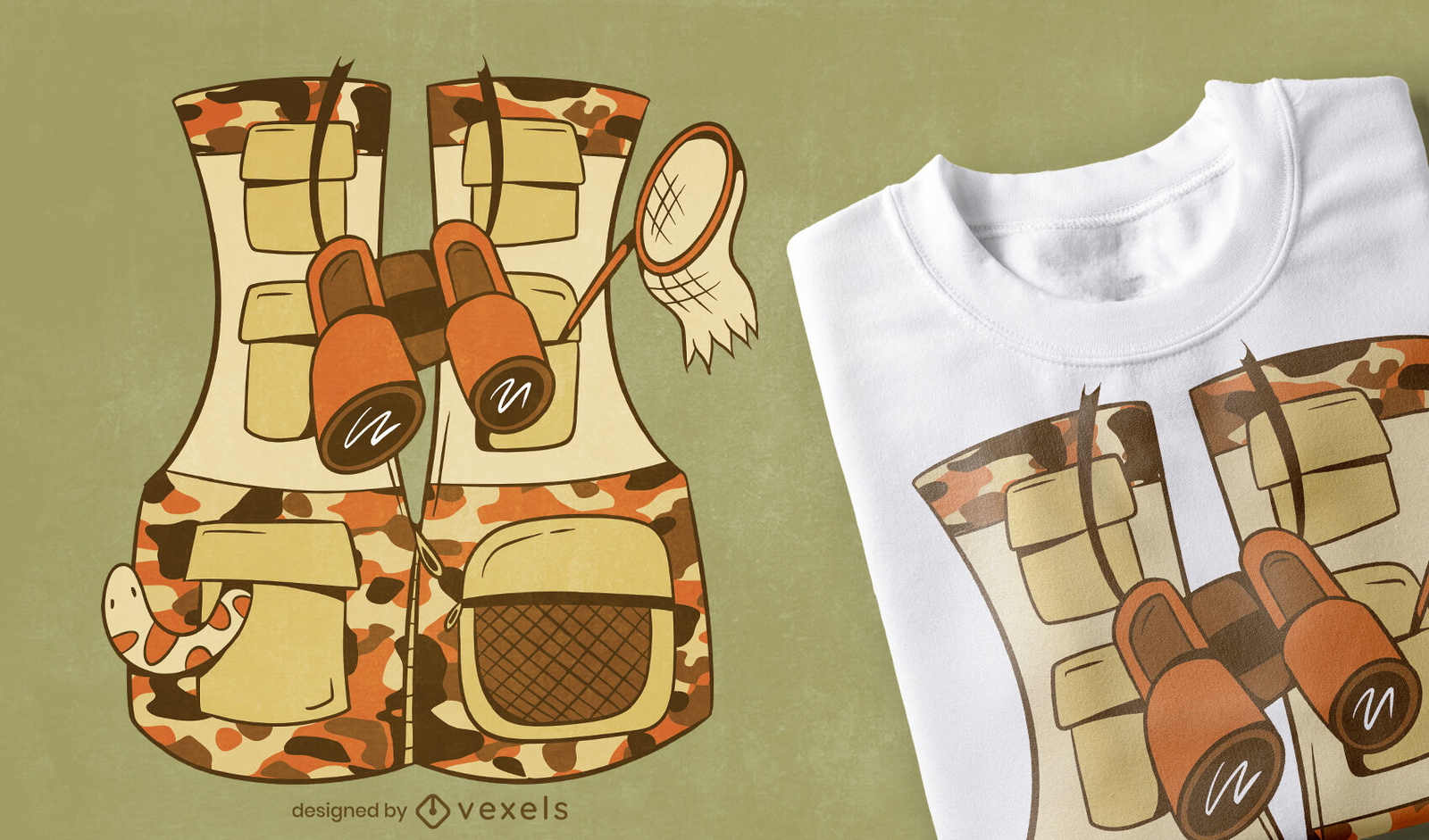 Genial diseño de camiseta de chaleco safari