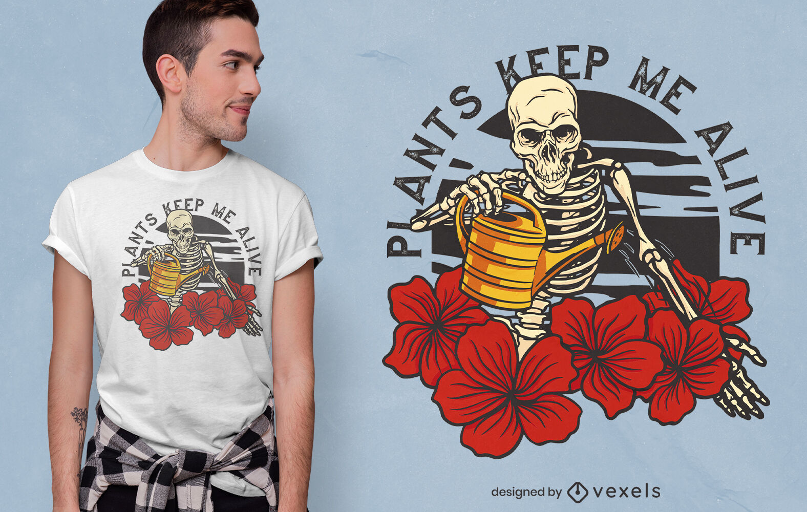 Cool plants skeleton t-shirt design