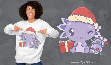 Design fofo de camiseta axolotl de natal