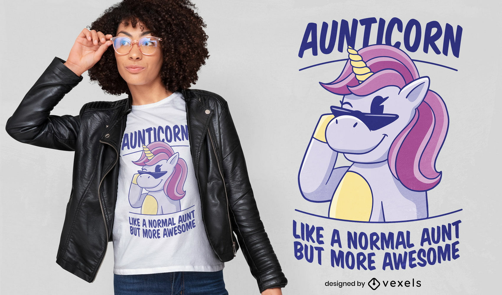 Lindo diseño de camiseta de tía unicornio