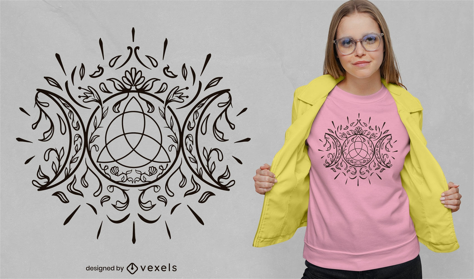 Mystic moon line art t-shirt design