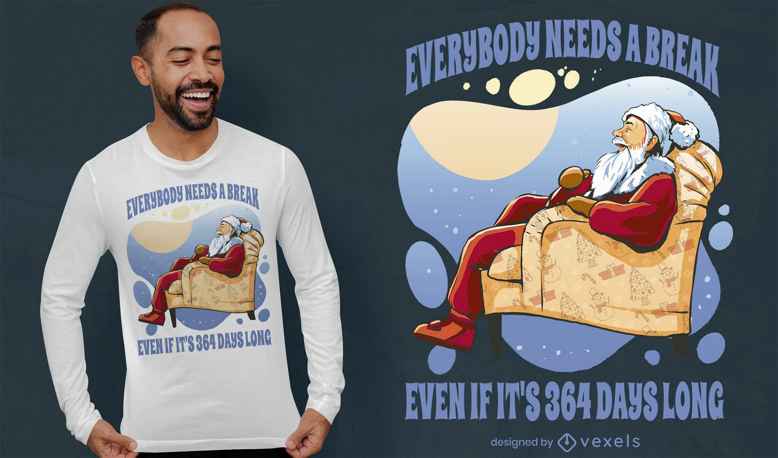 Funny lazy Santa Christmas t-shirt design