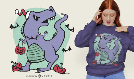 Cooles Halloween-Weihnachts T-Rex T-Shirt Design