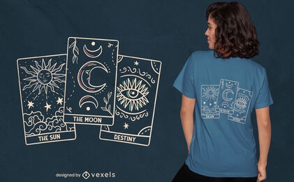Cartas de tarô com design de camisetas espirituais