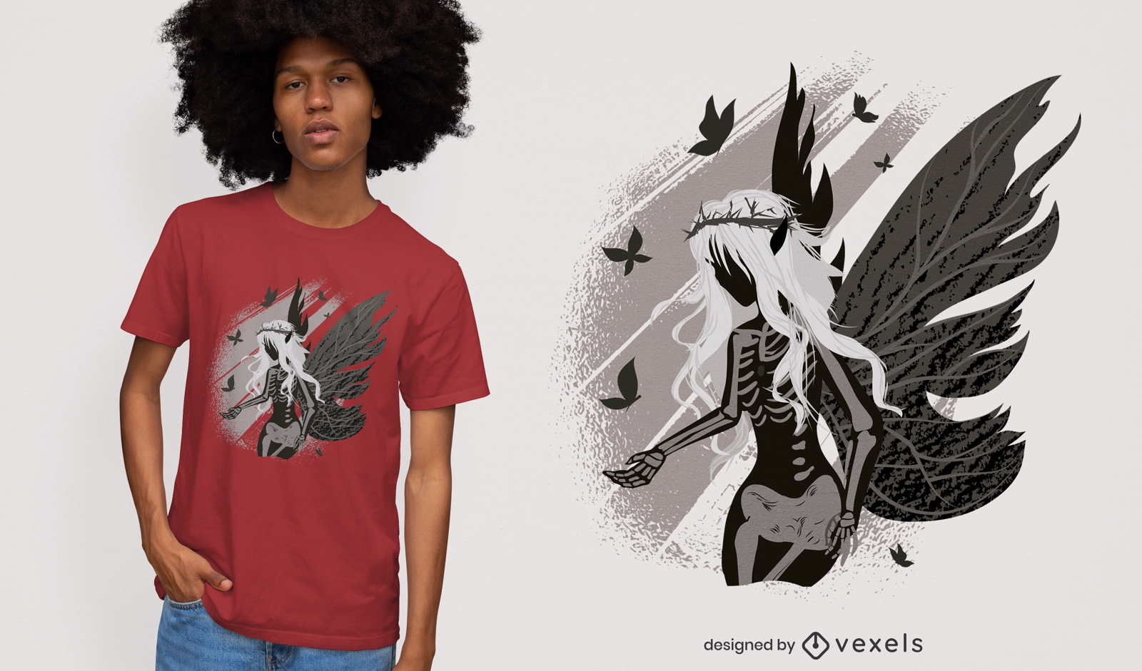 Dunkles Skelett Fee Fantasy T-Shirt Design