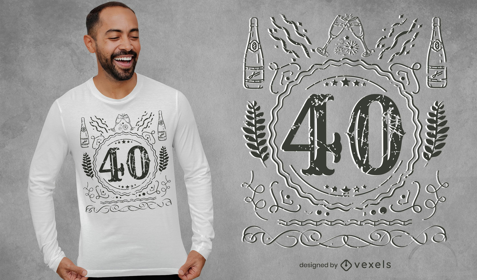 Diseño de camiseta de celebración de cumpleaños número 40