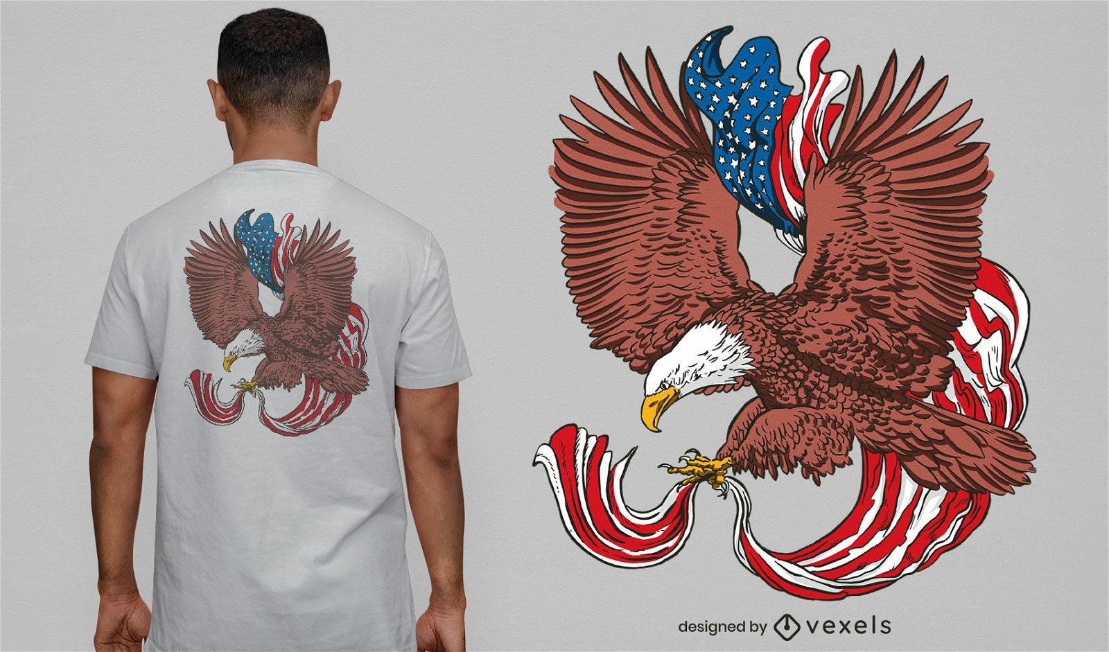 Impresionante diseño de camiseta de águila americana