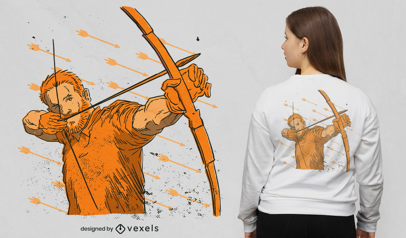 Design fixe de t-shirt de homem arqueiro