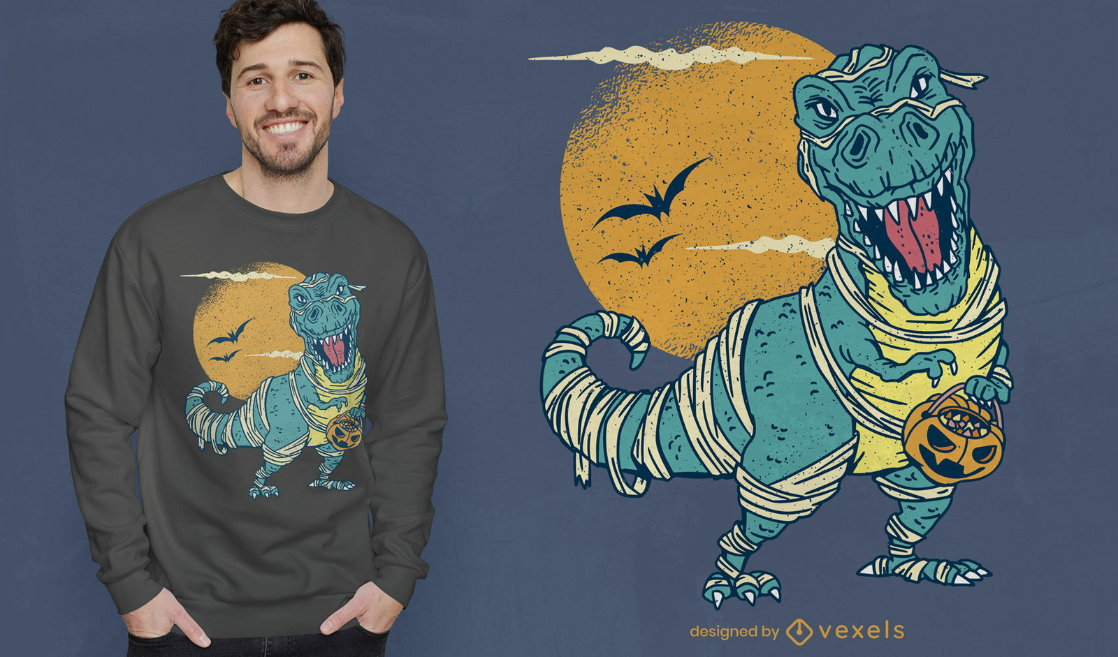 Impresionante diseño de camiseta de Halloween de momia t-rex