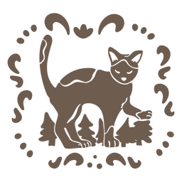 Cat flat brown winter solstice PNG Design