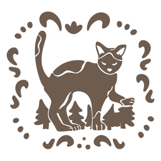 Gato solsticio de invierno marrón plano Diseño PNG