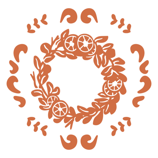 Wreath flat orange winter solstice PNG Design