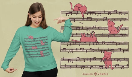 Cute music sheet cats t-shirt design