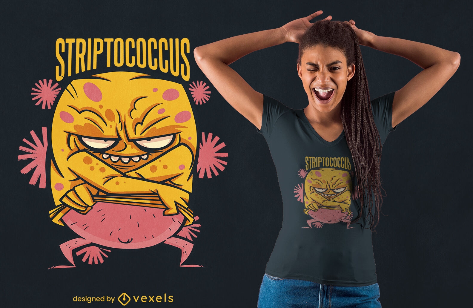 Bakterien lustiges Cartoon-T-Shirt-Design