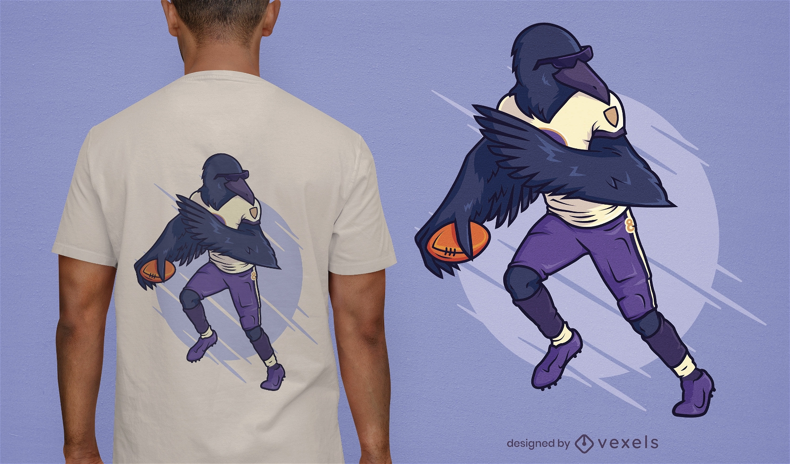 Rabenvogel-Fu?ballspieler-T-Shirt-Design