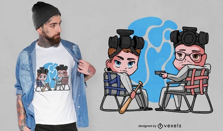 Chibi anime with weapons t-shirt design