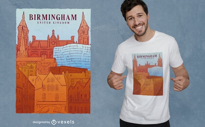 Diseño de camiseta de la ciudad de Birmingham, Inglaterra.