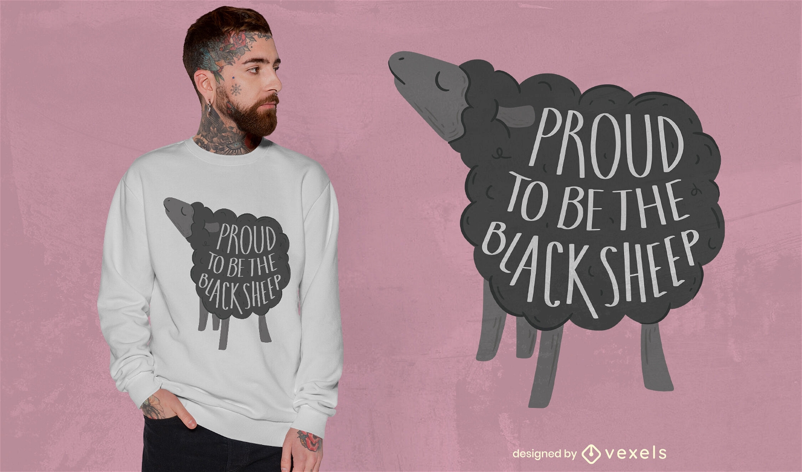 Design incrível de t-shirt com citações de ovelhas negras