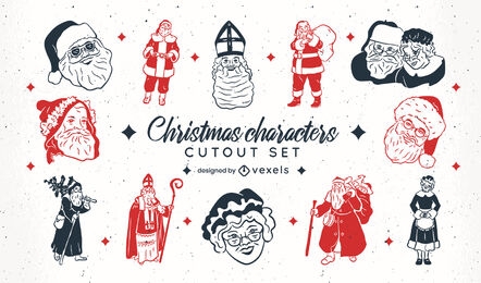 Conjunto de caracteres do Papai Noel no feriado de Natal