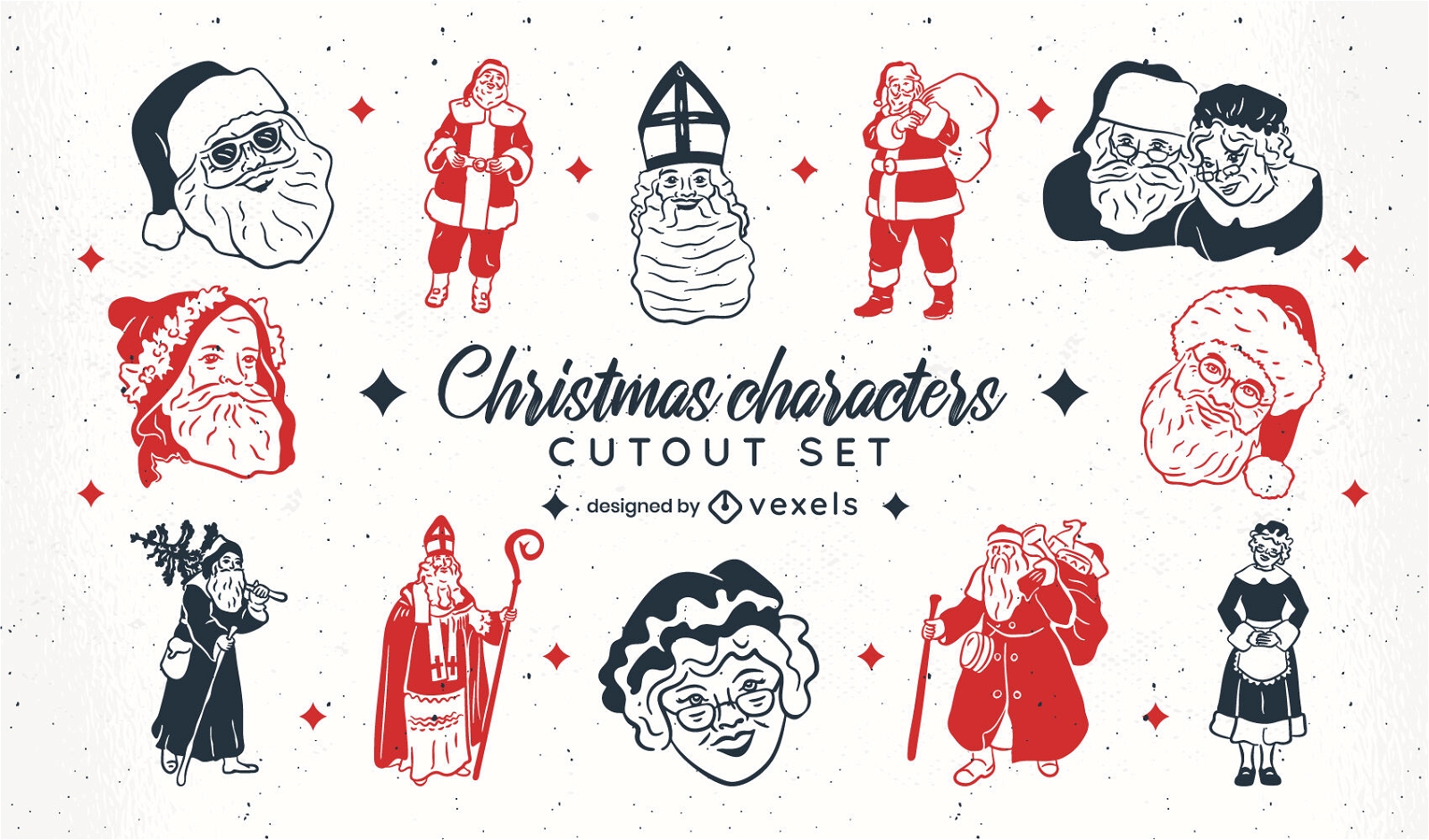 Christmas holiday Santa Claus character set