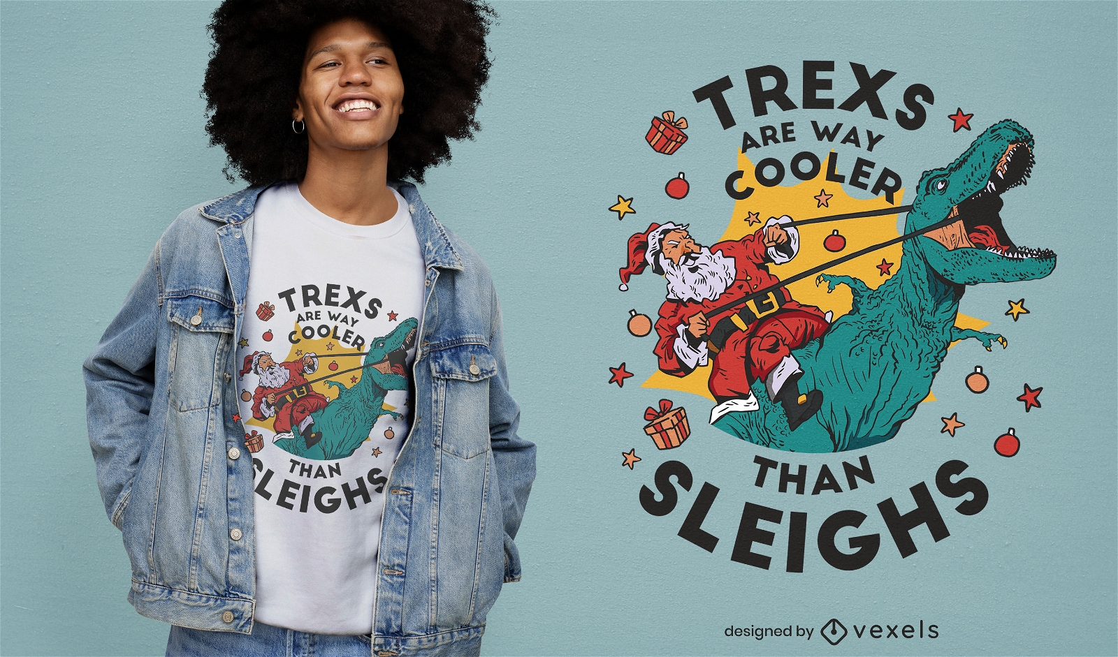 Divertido diseño de camiseta navideña de t-rex.
