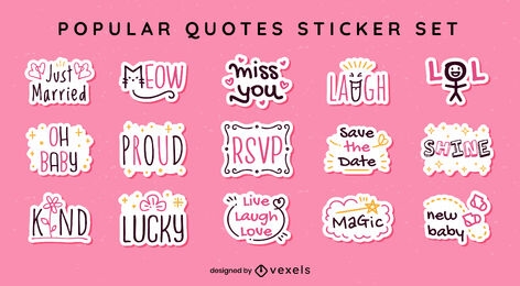 Popular quotes and slang sticker set