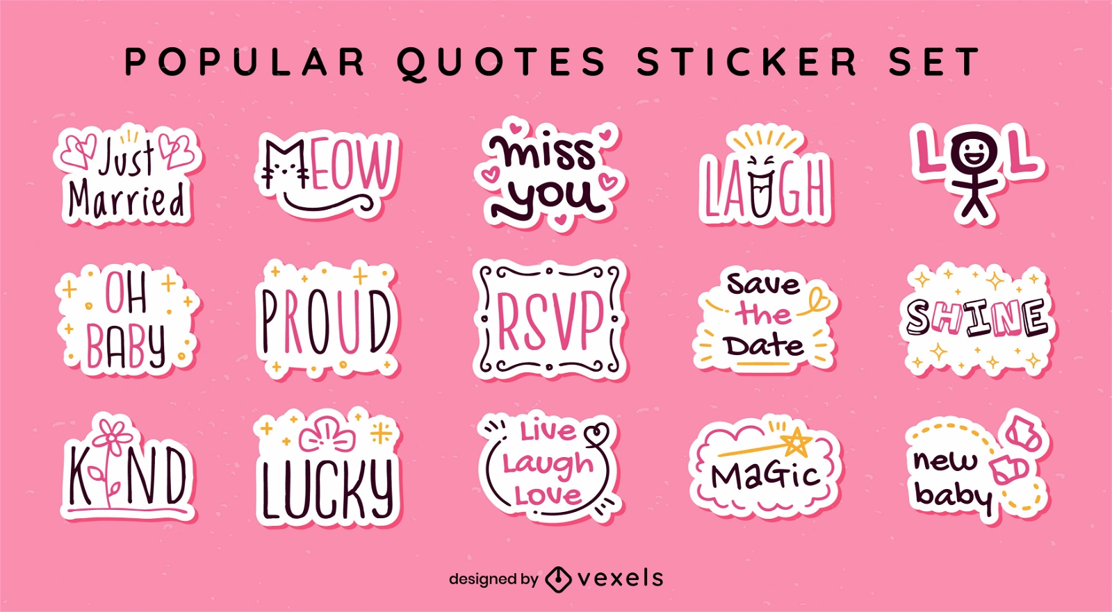Beliebte Zitate und Slang-Sticker-Set