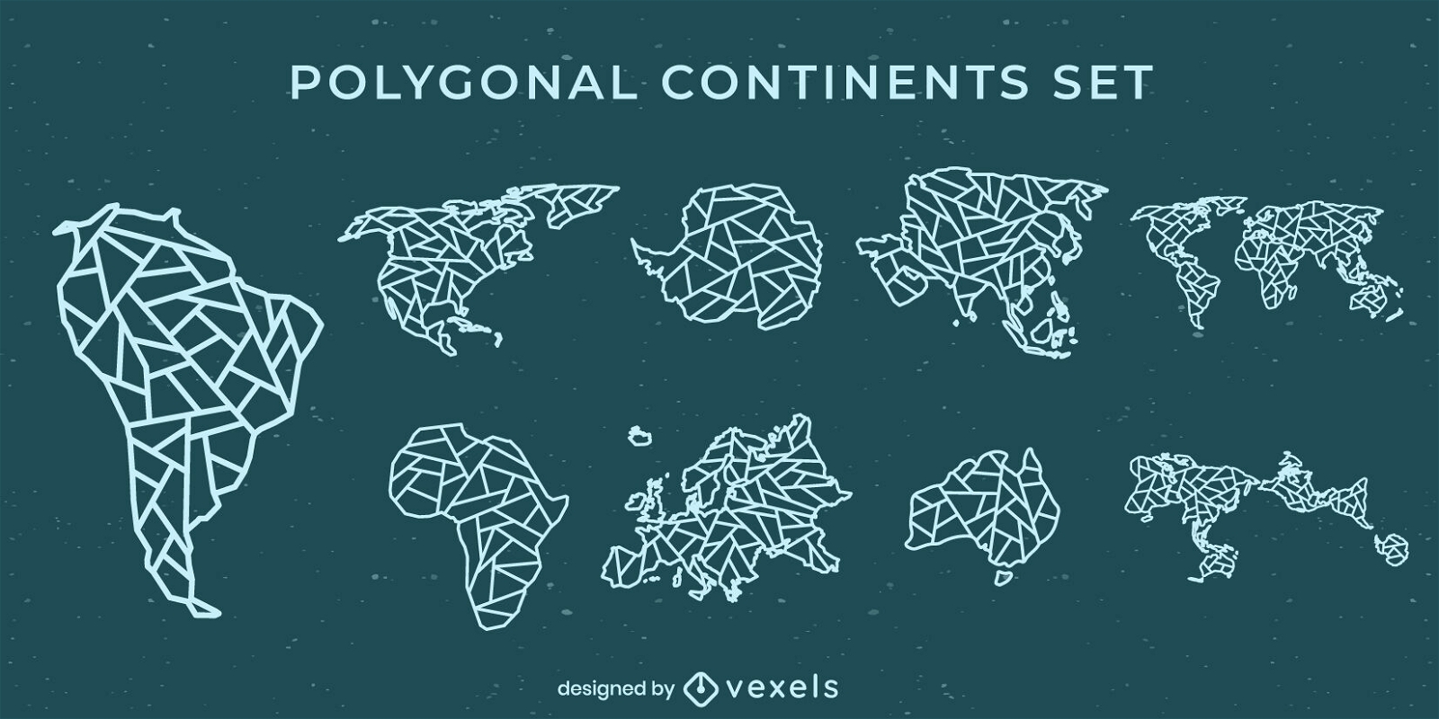 Conjunto de continentes poligonales frescos