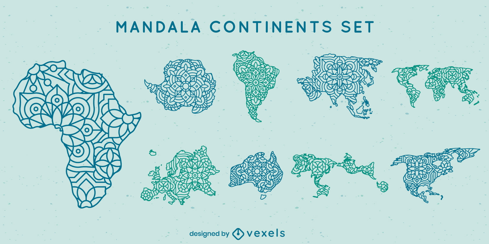 Conjunto de mapa de continentes de mandala