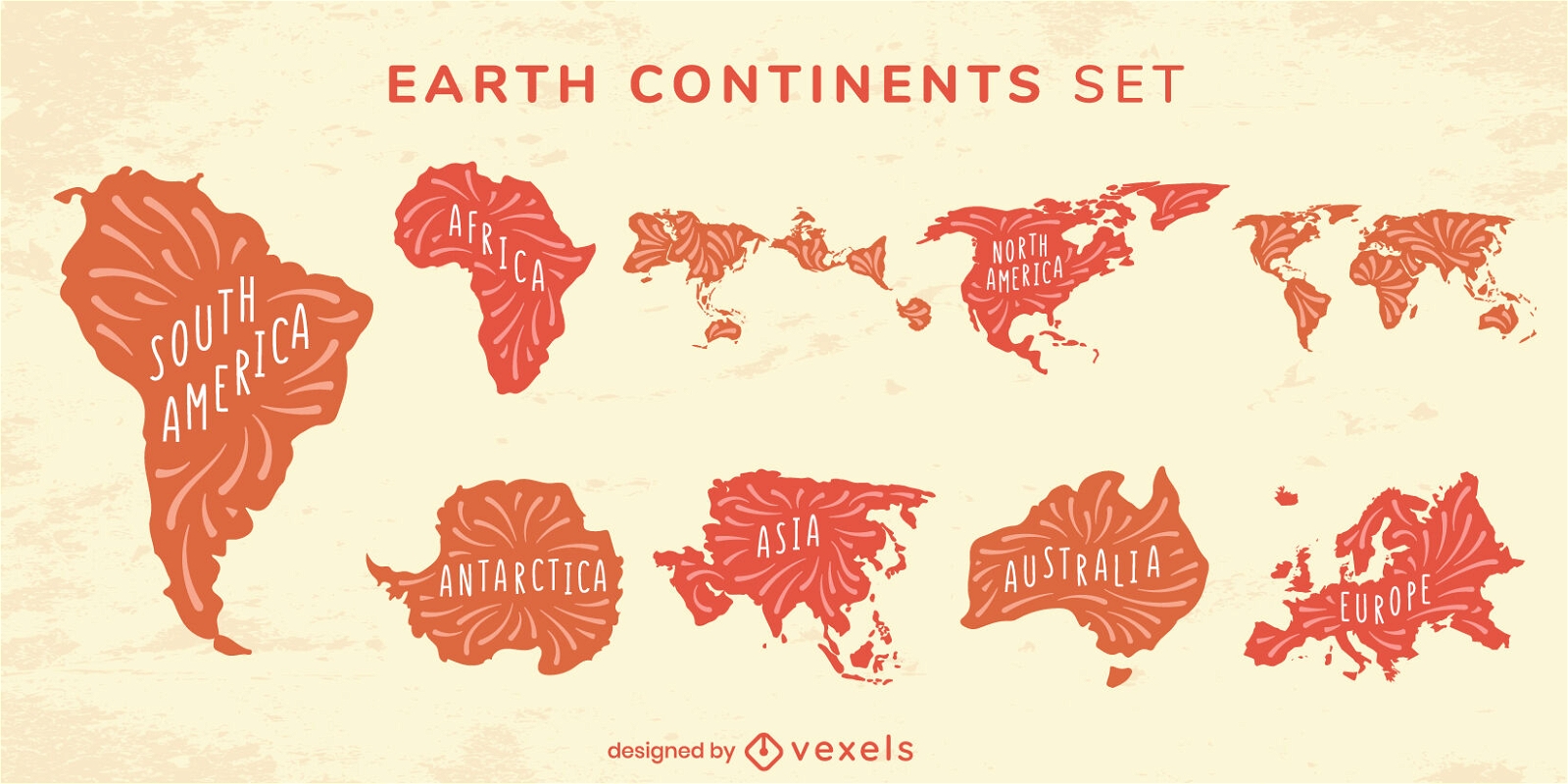 Cool Earth continent flat set