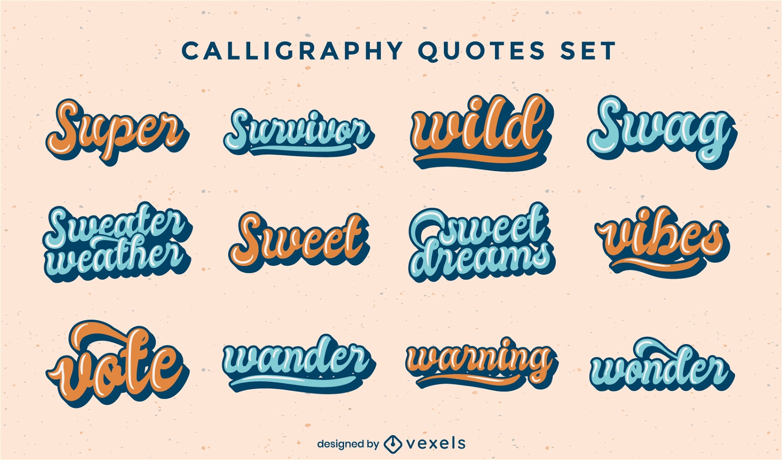 Cool calligraphy quotes set