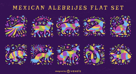 Set de adornos de animales alebrijes mexicanos