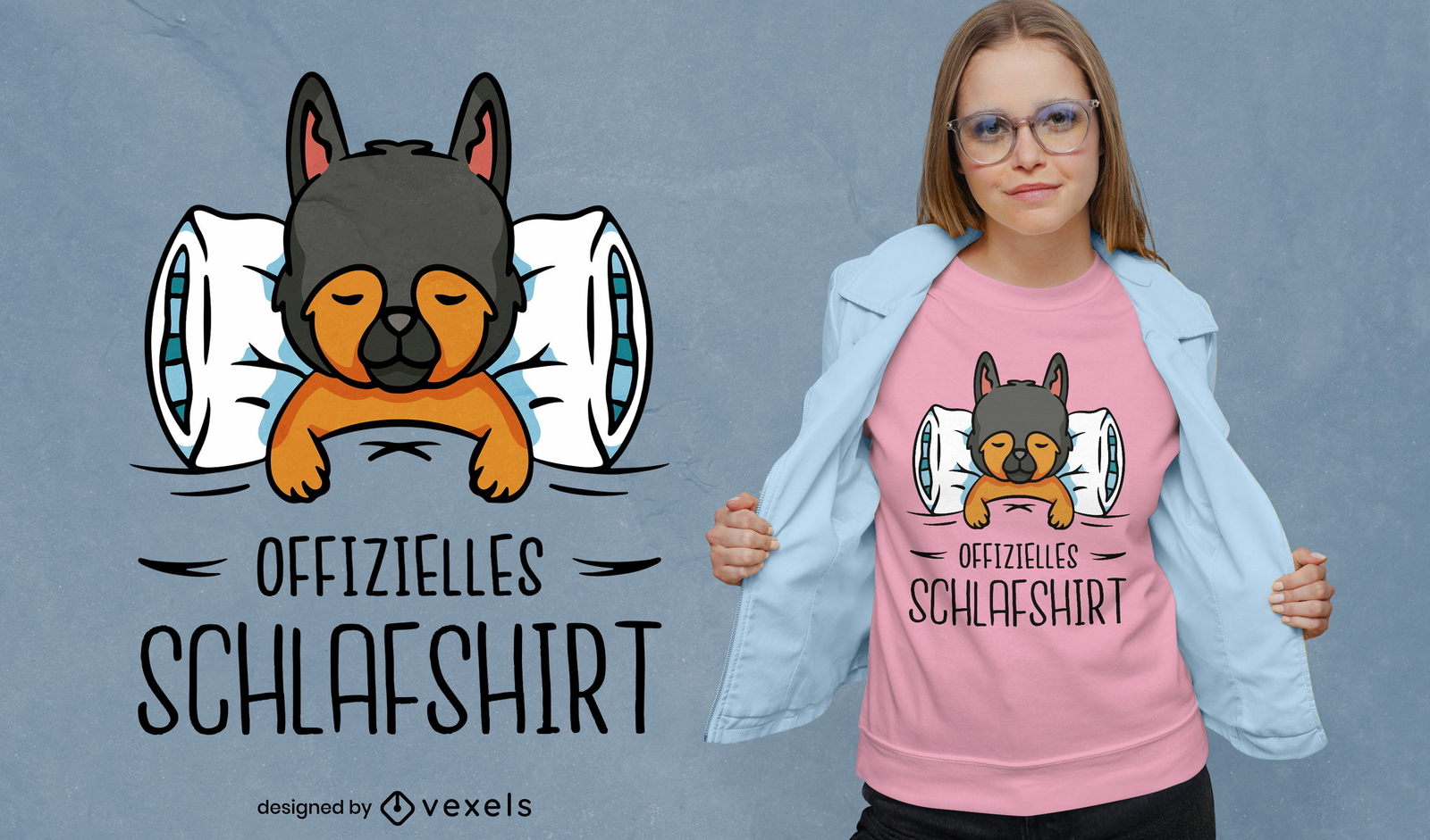 German shepherd dog sleeping t-shirt design