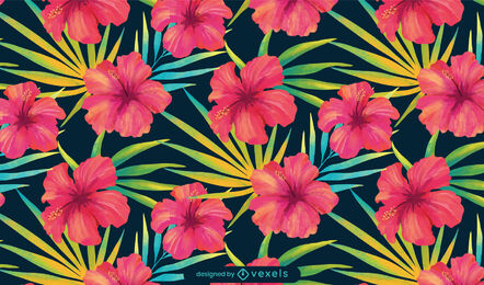 Diseño de patrón de naturaleza de flores tropicales