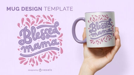 Blessed mama lettering mug template