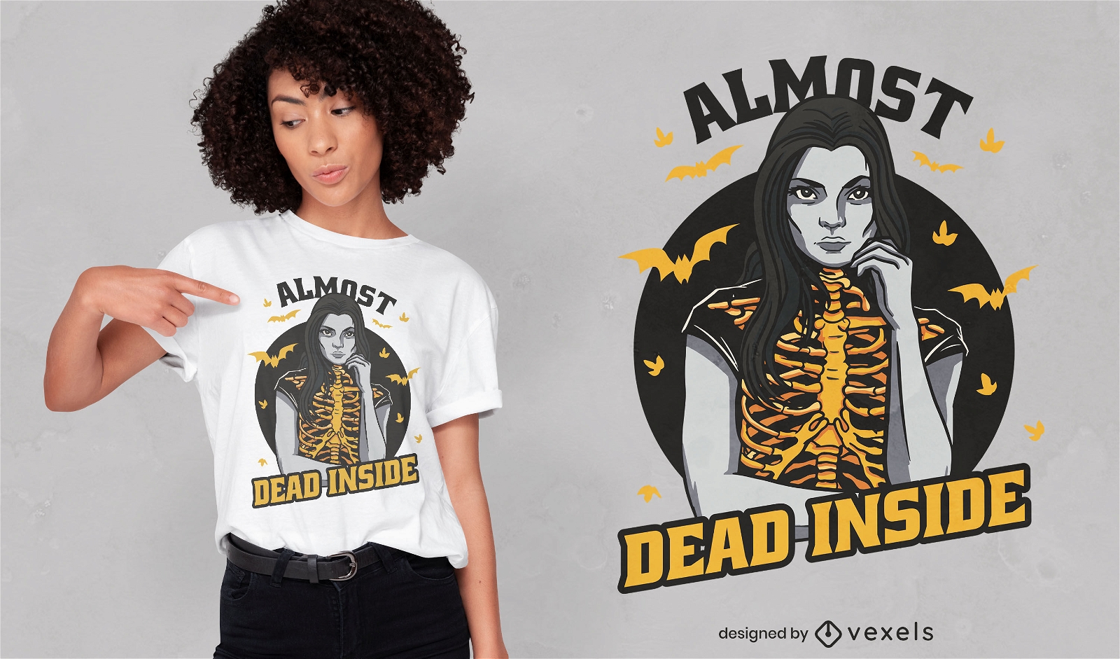 Spooky Dead Inside Zitat T-Shirt Design