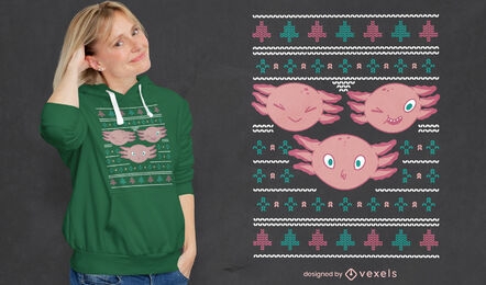 Design de t-shirt de camisola de animais de natal axolotl