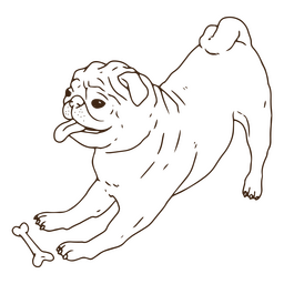 Osso de arte de linha Pug Desenho PNG