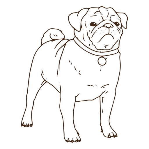 Arte de línea de pug Diseño PNG