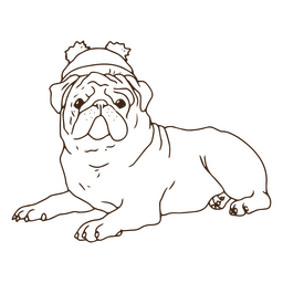 chapéu de arte de linha Pug Desenho PNG
