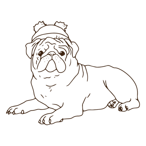 chapéu de arte de linha Pug Desenho PNG