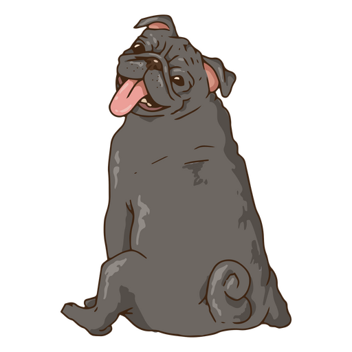 Pug illustration sitting PNG Design