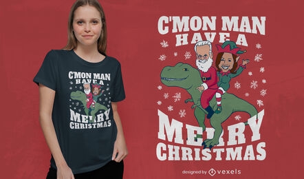 Funny Biden and Kamala Christmas t-rex t-shirt design