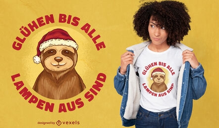 Diseño de camiseta de cita alemana de perezoso navideño.