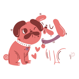 Valentine's flat dog couple kissing PNG Design