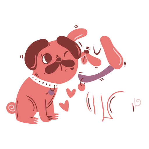 Pareja de perros planos de san valentín besándose Diseño PNG