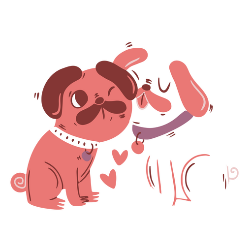 Valentine's flat dog couple kissing