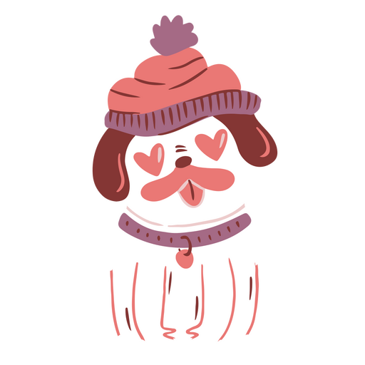 Valentine's flat dog hat PNG Design